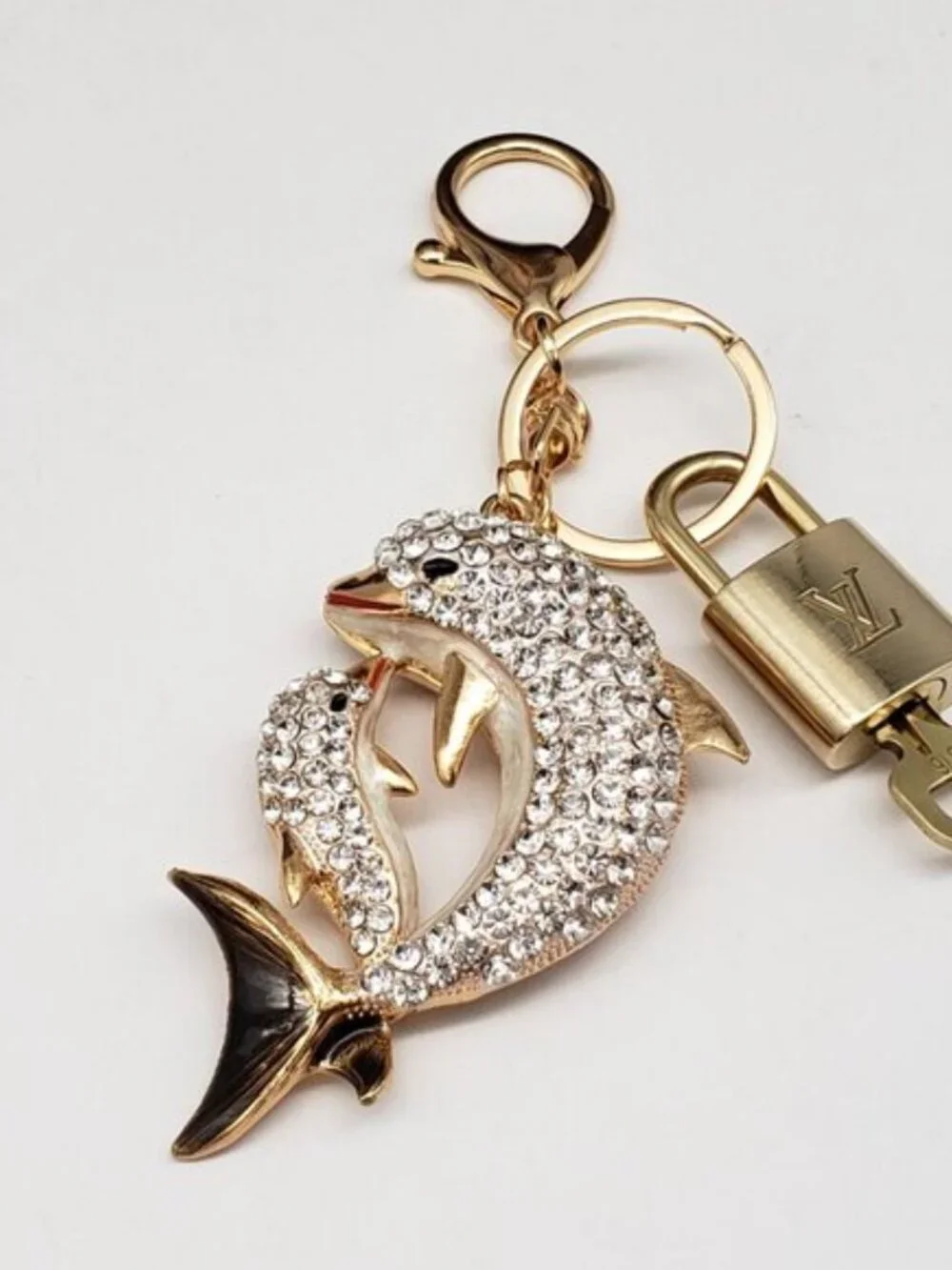 Authentic Louis Vuitton Lock & Key Gold ✨ Unbranded Dolphin Bag Charm LV